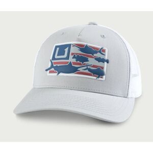 Huk TROPHY FLAG TRUCKER HAT in Harbor Mist / New With Tags